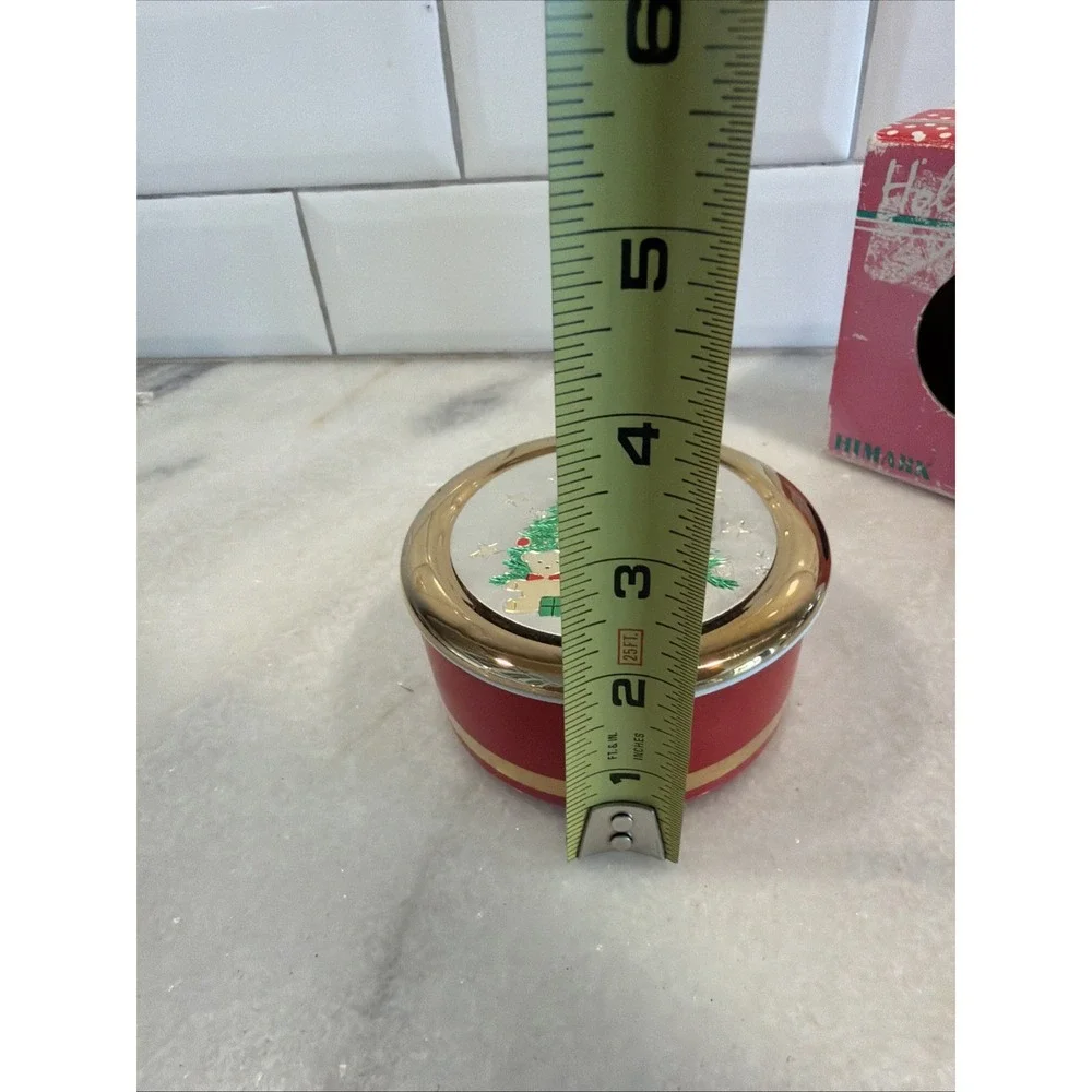 Vtg Himark  1986 Happy Holidays Christmas Trinket Box With 24K Gold Trim GW992
